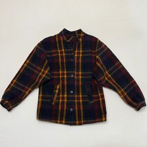 Vintage Maria Peru Plaid Button Front Wool Jacket Womens 4 Chore Field Coat